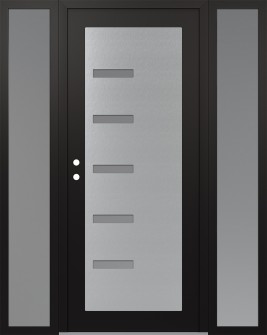 Diamond C8 64" x 80" black/white frosted Glass Panel stainless steel RHI with 2 Sidelites frosted Glass