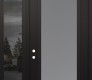 Modern Steel Front Door Diamond C1 52" x 96" black/white frosted Glass Panel black RHI with Sidelite and Transom mirrored Glass