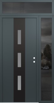 DIAMOND A7 48" X 96" ANTHRACITE/ANTHRACITE FROSTED GLASS PANEL BLACK LHI WITH SIDELITE AND TRANSOM MIRRORED GLASS