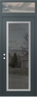 Diamond C1 36" x 96" anthracite/anthracite mirrored Glass Panel stainless steel RHI with Transom clear Glass