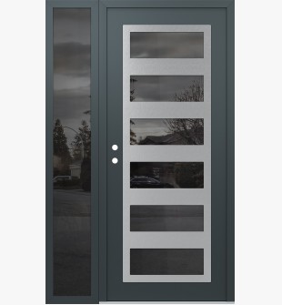 Diamond C9 48" x 80" anthracite/anthracite mirrored Glass Panel stainless steel RHI with Sidelite mirrored Glass