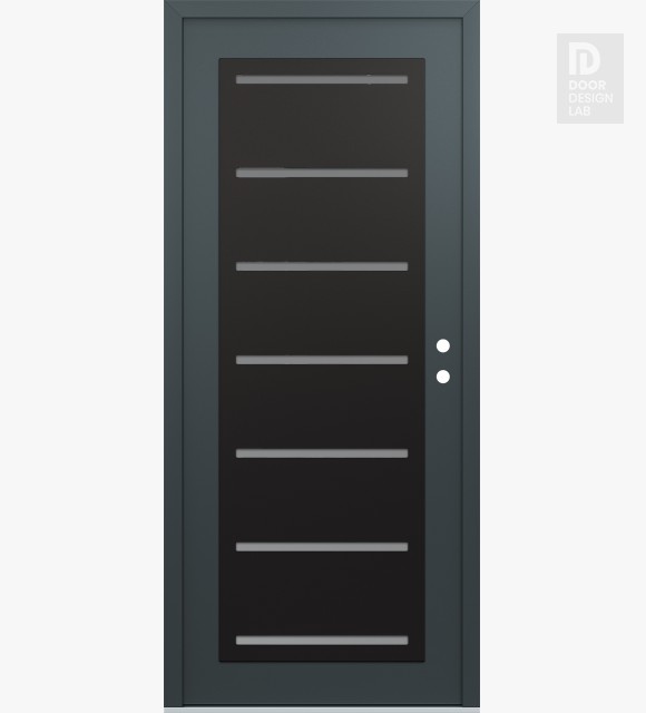 Modern Steel Front Door Diamond C11 36" x 80" anthracite/anthracite frosted Glass Panel black LHI