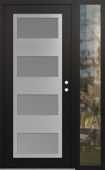 Diamond C2 48" x 80" black/white frosted Glass Panel stainless steel LHI with Sidelite clear Glass