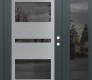 Modern Steel Front Door Diamond C10 50" x 80" anthracite/anthracite mirrored Glass Panel stainless steel LHI with Sidelite mirrored Glass