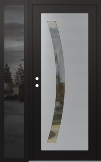 Diamond C4 52" x 80" black/black clear Glass Panel stainless steel RHI with Sidelite mirrored Glass