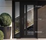 Modern Steel Front Door Diamond C4 50" x 96" anthracite/anthracite frosted Glass Panel black LHI with Sidelite and Transom clear Glass