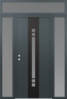 DIAMOND A4 68" X 96" ANTHRACITE/ANTHRACITE FROSTED GLASS PANEL BLACK RHI WITH 2 SIDELITES AND TRANSOM FROSTED GLASS