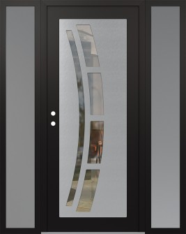 Diamond C12 68" x 80" black/black clear Glass Panel stainless steel RHI with 2 Sidelites frosted Glass