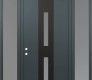 Modern Steel Front Door DIAMOND A6 68" X 96" ANTHRACITE/ANTHRACITE FROSTED GLASS PANEL BLACK RHI WITH 2 SIDELITES AND TRANSOM FROSTED GLASS
