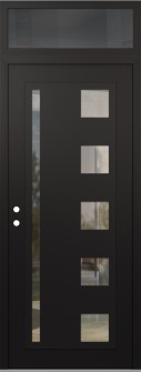 Diamond C3 36" x 96" black/black clear Glass Panel black RHI with Transom mirrored Glass