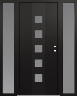 DIAMOND A13 64" X 80" BLACK/WHITE FROSTED GLASS PANEL BLACK LHI WITH 2 SIDELITES FROSTED GLASS