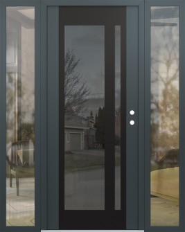 Diamond C15 64" x 80" anthracite/anthracite mirrored Glass Panel black LHI with 2 Sidelites clear Glass