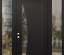 Modern Steel Front Door Diamond C13 68" x 96" black/black clear Glass Panel black RHI with 2 Sidelites and Transom clear Glass