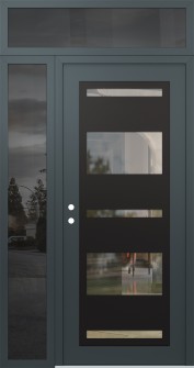 Diamond C10 50" x 96" anthracite/anthracite clear Glass Panel black RHI with Sidelite and Transom mirrored Glass