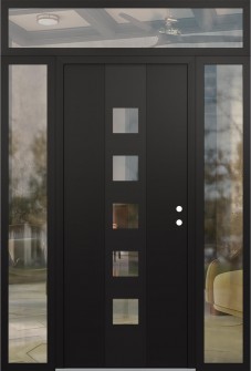 DIAMOND A13 68" X 96" BLACK/BLACK CLEAR GLASS PANEL BLACK LHI WITH 2 SIDELITES AND TRANSOM CLEAR GLASS