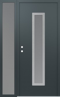 DIAMOND A11 48" X 80" ANTHRACITE/ANTHRACITE FROSTED GLASS PANEL STAINLESS STEEL RHI WITH SIDELITE FROSTED GLASS