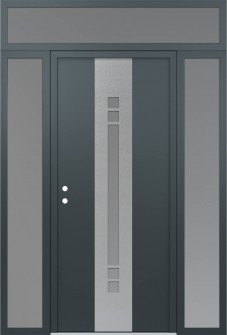 DIAMOND A4 60" X 96" ANTHRACITE/ANTHRACITE FROSTED GLASS PANEL STAINLESS STEEL RHI WITH 2 SIDELITES AND TRANSOM FROSTED GLASS