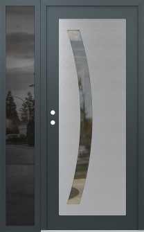 Diamond C4 52" x 80" anthracite/anthracite clear Glass Panel stainless steel RHI with Sidelite mirrored Glass