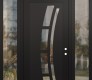 Modern Steel Front Door Diamond C12 68" x 96" black/black clear Glass Panel black LHI with 2 Sidelites and Transom clear Glass