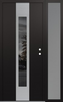 DIAMOND A1 52" X 80" BLACK/BLACK MIRRORED GLASS PANEL STAINLESS STEEL LHI WITH SIDELITE FROSTED GLASS