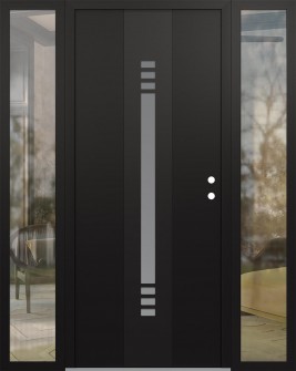 DIAMOND A5 64" X 80" BLACK/WHITE FROSTED GLASS PANEL BLACK LHI WITH 2 SIDELITES CLEAR GLASS