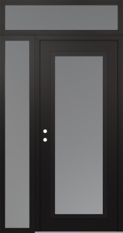 Diamond C1 48" x 96" black/white frosted Glass Panel black RHI with Sidelite and Transom frosted Glass