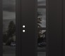 Modern Steel Front Door DIAMOND A10 48" X 80" BLACK/BLACK MIRRORED GLASS PANEL BLACK RHI WITH SIDELITE MIRRORED GLASS