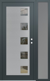 Diamond C5 50" x 80" anthracite/anthracite clear Glass Panel stainless steel LHI with Sidelite frosted Glass