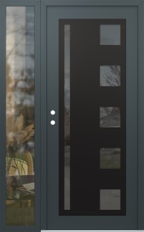 Diamond C3 48" x 80" anthracite/anthracite mirrored Glass Panel black RHI with Sidelite clear Glass