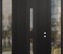 Modern Steel Front Door DIAMOND A6 68" X 96" BLACK/BLACK CLEAR GLASS PANEL BLACK LHI WITH 2 SIDELITES AND TRANSOM CLEAR GLASS