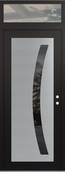 Diamond C4 36" x 96" black/black mirrored Glass Panel stainless steel LHI with Transom clear Glass
