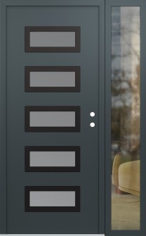 Diamond D1 48" x 80" anthracite/anthracite frosted Glass Panel black LHI with Sidelite clear Glass