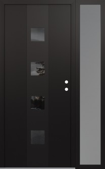 DIAMOND A12 48" X 80" BLACK/BLACK MIRRORED GLASS PANEL BLACK LHI WITH SIDELITE FROSTED GLASS