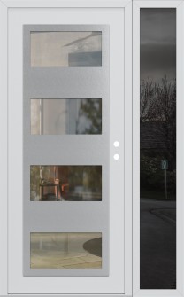 Diamond C2 48" x 80" white/white clear Glass Panel stainless steel LHI with Sidelite mirrored Glass