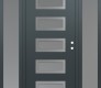 Modern Steel Front Door Diamond D1 64" x 80" anthracite/anthracite frosted Glass Panel stainless steel LHI with 2 Sidelites frosted Glass