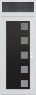 Diamond C5 36" x 96" white/white frosted Glass Panel black LHI with Transom mirrored Glass