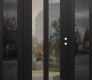 Modern Steel Front Door Diamond C14 60" x 80" black/black clear Glass Panel black LHI with 2 Sidelites mirrored Glass