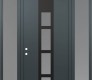 Modern Steel Front Door DIAMOND A10 60" X 96" ANTHRACITE/ANTHRACITE FROSTED GLASS PANEL BLACK RHI WITH 2 SIDELITES AND TRANSOM FROSTED GLASS