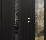 Modern Steel Front Door DIAMOND A2 52" X 80" BLACK/BLACK MIRRORED GLASS PANEL BLACK LHI WITH SIDELITE CLEAR GLASS