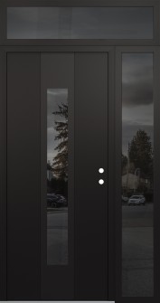 DIAMOND A1 52" X 96" BLACK/BLACK MIRRORED GLASS PANEL BLACK LHI WITH SIDELITE AND TRANSOM MIRRORED GLASS