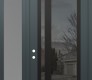 Modern Steel Front Door Diamond C15 50" x 96" anthracite/anthracite mirrored Glass Panel black RHI with Sidelite and Transom frosted Glass