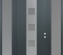Modern Steel Front Door DIAMOND A12 60" X 96" ANTHRACITE/ANTHRACITE FROSTED GLASS PANEL STAINLESS STEEL LHI WITH 2 SIDELITES AND TRANSOM FROSTED GLASS