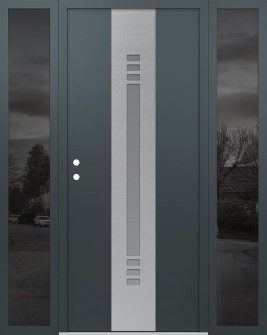 DIAMOND A5 68" X 80" ANTHRACITE/ANTHRACITE FROSTED GLASS PANEL STAINLESS STEEL RHI WITH 2 SIDELITES MIRRORED GLASS