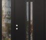 Modern Steel Front Door DIAMOND A8 48" X 96" BLACK/BLACK CLEAR GLASS PANEL BLACK RHI WITH SIDELITE AND TRANSOM CLEAR GLASS