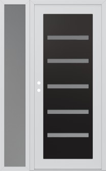 Diamond C7 50" x 80" white/white frosted Glass Panel black RHI with Sidelite frosted Glass