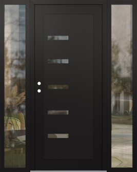 Diamond C8 68" x 80" black/black clear Glass Panel black RHI with 2 Sidelites clear Glass