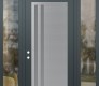 Modern Steel Front Door Diamond C6 64" x 96" anthracite/anthracite frosted Glass Panel stainless steel RHI with 2 Sidelites and Transom clear Glass