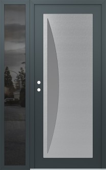 Diamond C13 52" x 80" anthracite/anthracite frosted Glass Panel stainless steel RHI with Sidelite mirrored Glass