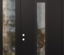 Modern Steel Front Door DIAMOND A1 52" X 96" BLACK/BLACK CLEAR GLASS PANEL BLACK RHI WITH SIDELITE AND TRANSOM CLEAR GLASS