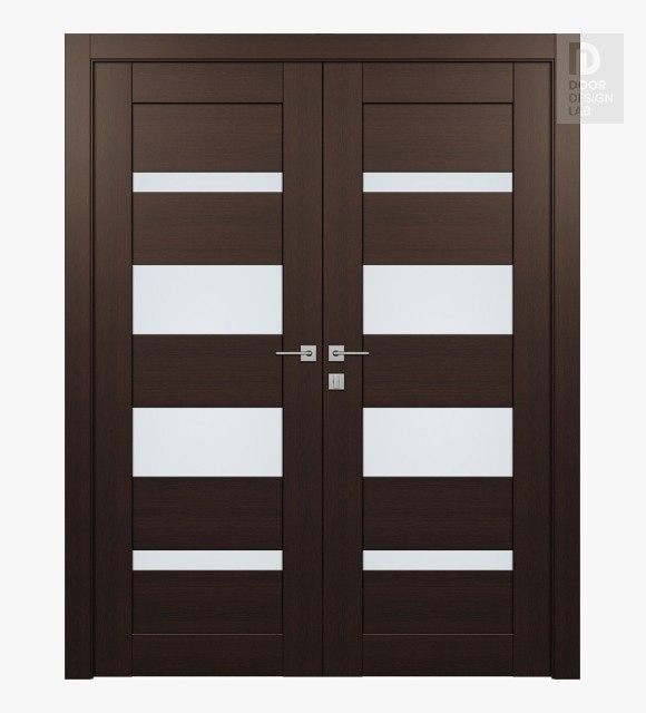 Mirella Vetro Veralinga Oak Modern Interior Double Swing Doors by Belldinni